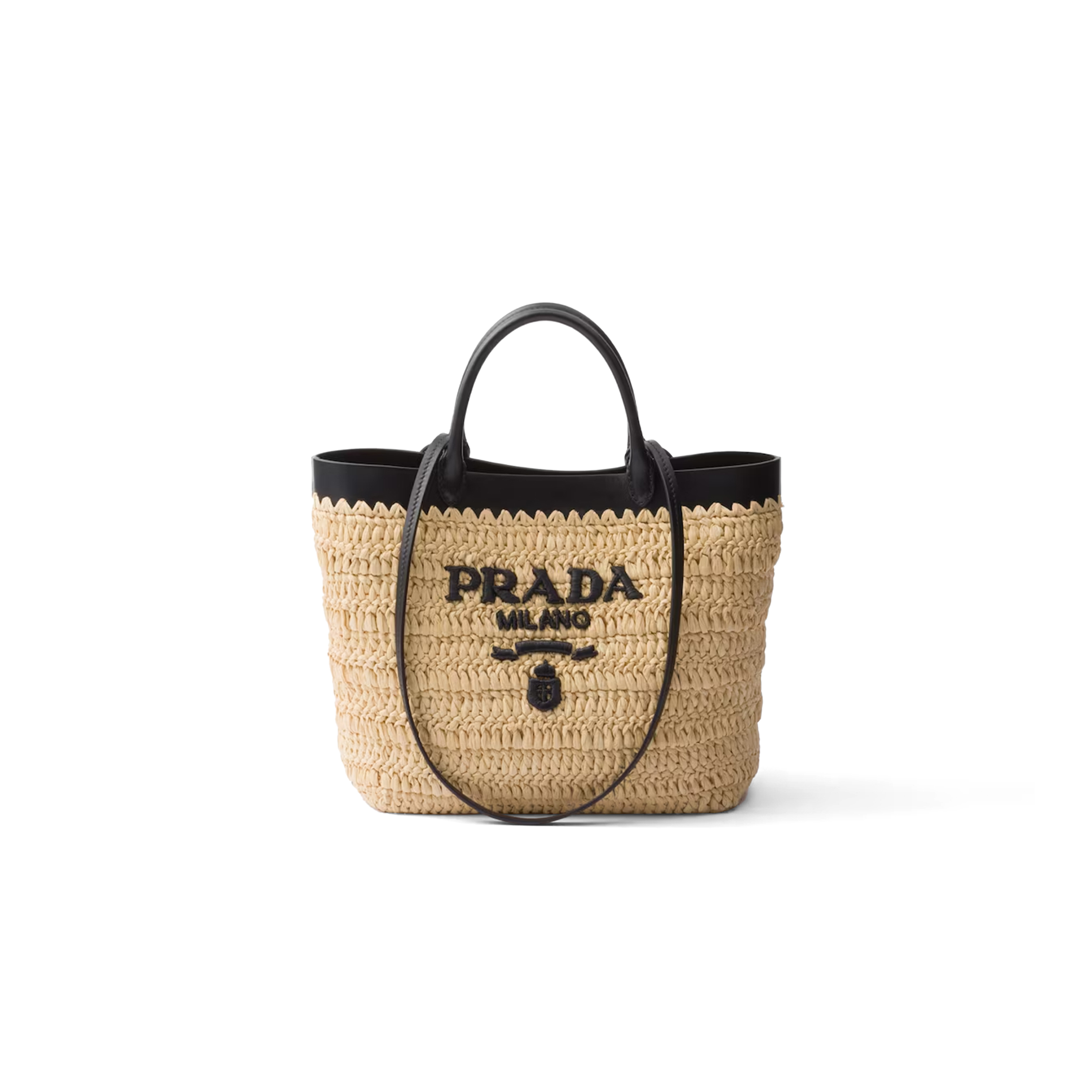PRADA SMALL CROCHET AND LEATHER TOTE BAG 1BG500 (26*25*14cm) PRADA SMALL CROCHET AND LEATHER TOTE BAG 1BG500 (26*25*14cm)